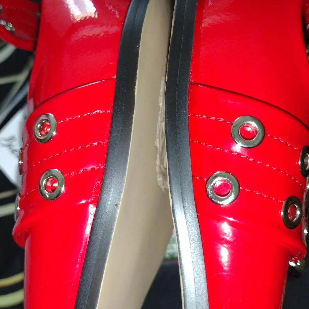 Chic Red Buckled Flats for Women - Picture 11 of 17